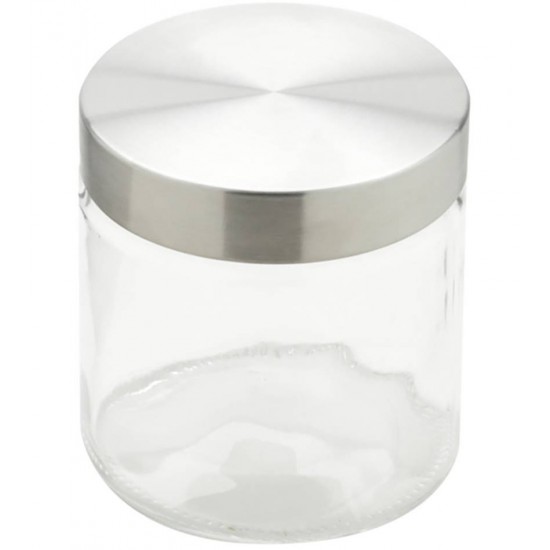 Pote 880ml De Vidro Redondo Com Tampa Aço